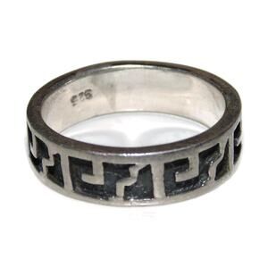 925 Vintage Estate Sterling Silver Ring Band Men Rocker Biker Size 8